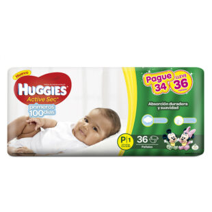 PAN.HUGGIES ACTIVE SEC ET. 1/PEQ.36 UND