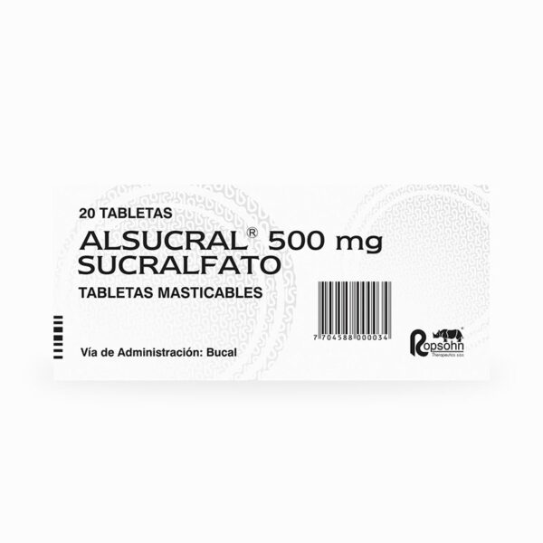 ALSUCRAL 500 MG MASTICABLE 20 TABLETAS