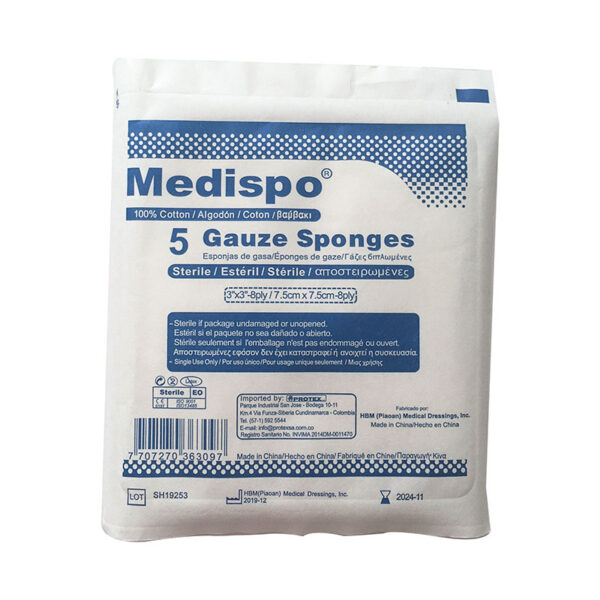 GASA MEDISPO PRECORTADA 7.5X7.5 5 UND