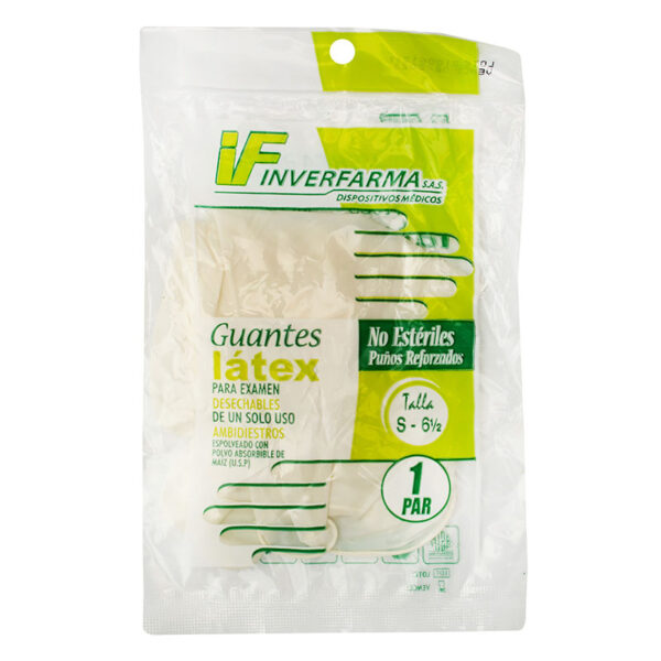 GUANTE EXAMEN LATEX INVERF.S 2 UDS