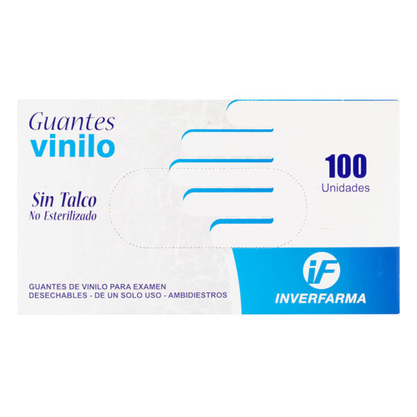 GUANTE EXAMEN VINILO INVERF. T.S 100 UDS